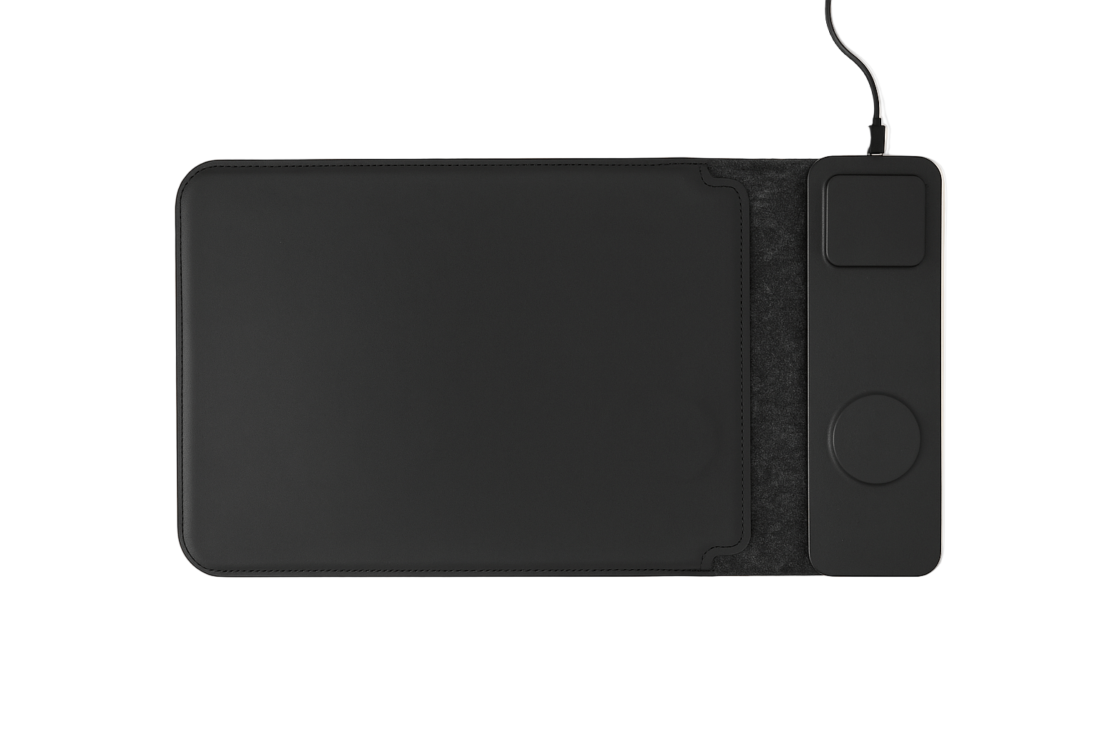 Kanso OneLe Kanso One est un tapis de bureau premium conçu pour améliorer l’organisation, le confort et l’esthétique de votre espace de travail. Alliant design minimaliste et fonctionnalité avancée, il intègre un chargeur sans fil 15W compatible avec tous